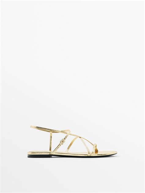 Massimo Dutti Flat Slider Sandals With Thin Multiple Straps In White Lyst