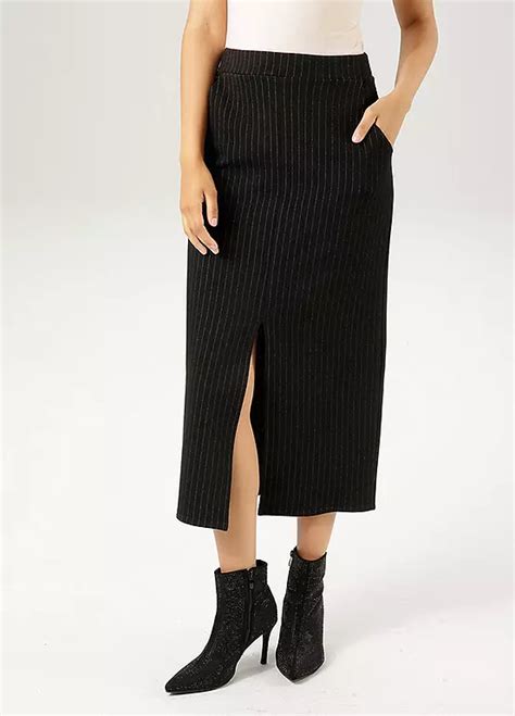 Aniston Pinstripe Pencil Midi Skirt Kaleidoscope