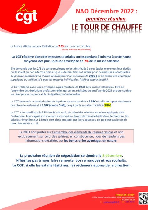 Lire le TRACT CGT suite à la première réunion NAO du 01 12 22 Cgt tdf fr