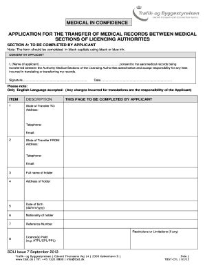 Fillable Online Bmedicalb In Confidence Bapplicationb For The Transfer