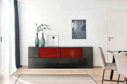 now by hülsta to go colour Sideboard granatrot diamantgrau Möbel