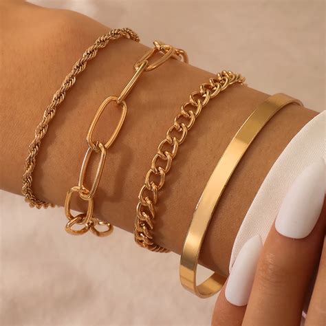 Docona Unids Set Moda Geom Trica Brillante Apertura Brazalete Para