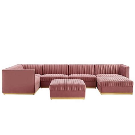 Sanguine Channel Tufted Performance Velvet 7 Piece Left Facing Modular