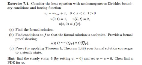 Solved Consider The Heat Equation With Nonhomogeneous Chegg