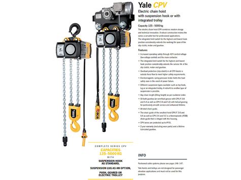 Lifting And Handling Electric Chain Hoist Yale Electric Chain Hoist 6m 1t 3 Phase Dual Speed