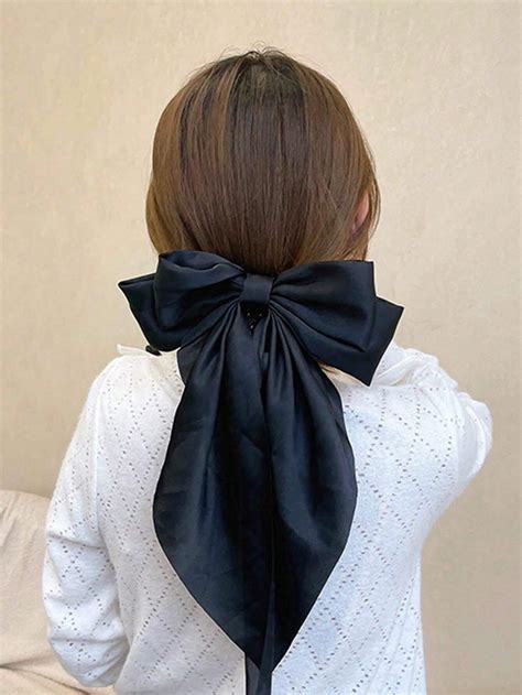 Pinza De Pelo Negra Decorada Con Cinta De Satin Y Lazo Adecuada Para