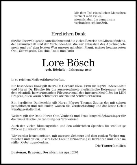 Todesanzeigen Von Lore B Sch Todesanzeigen Vorarlberger Nachrichten