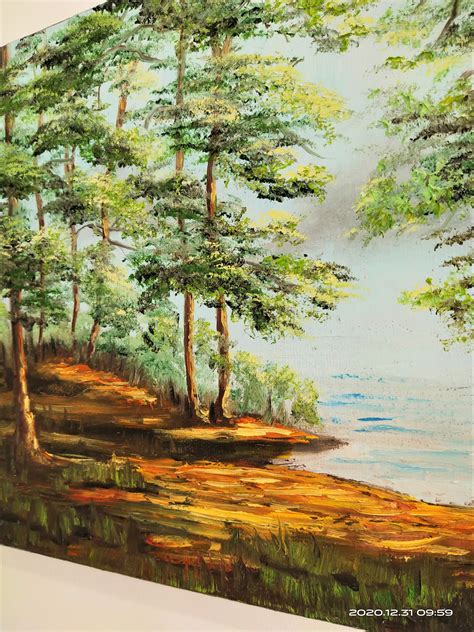 Pine Tree Painting Original Art Oil Painting Wood Wall Art Etsy