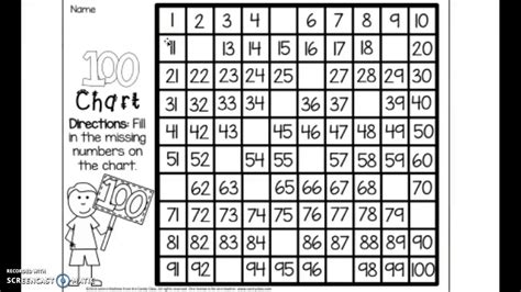 Number Chart With Missing Numbers 100 To 500