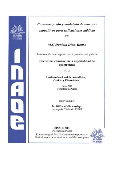 Caracterizaci N Y Modelado De Sensores Capacitivos Para Aplicaciones