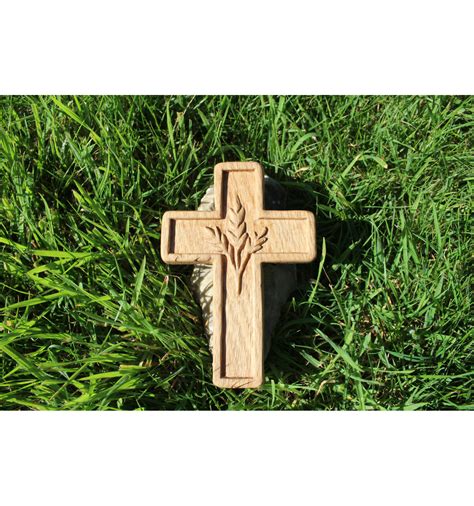 Croix En Bois Sculpté épis De Blé Colombe Cadeau Baptême Communion