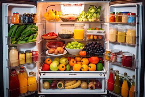 Refrigerador Lleno De Sano Alimento Fruta Y Verduras Horizontal Un