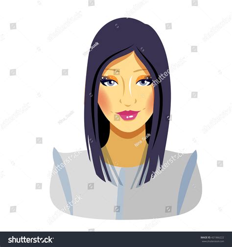 Beautiful Girl Black Hair Fashion Illustration Stock Vector Royalty