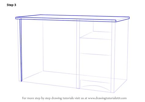 Learn How To Draw A Computer Desk Furniture Step By Step Drawing