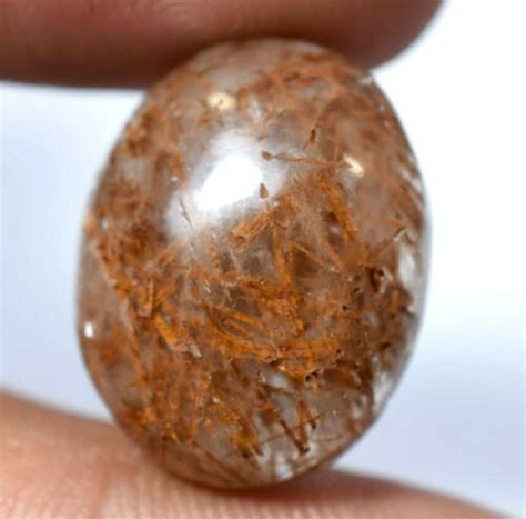 Ct Natural Rutilated Quartz Inside Brown Rutil Cabochon Fine Aaa