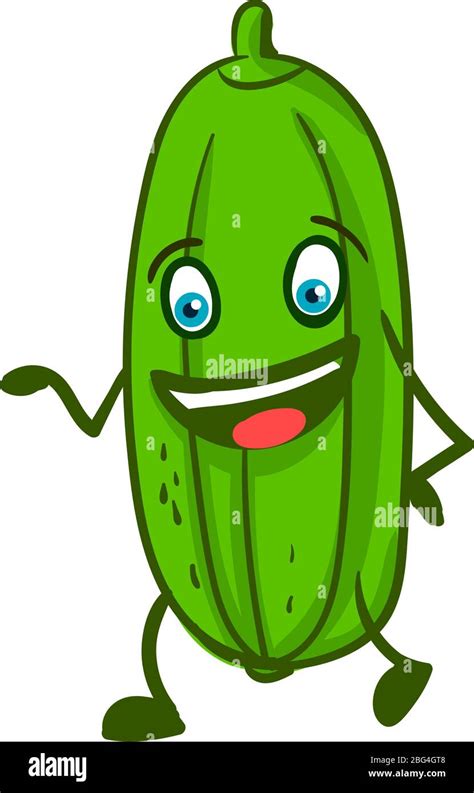 Happy Cucumber Illustration Vector On White Background Stock Vector