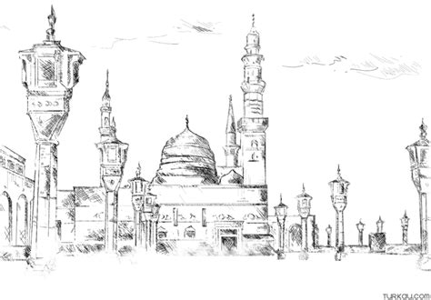 Islamic Masjid Nabawi Coloring Page Turkau