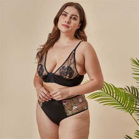 Plus Size Women S Floral Lace Lingerie Set 2 In 1 Etsy