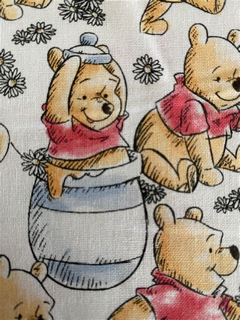 Cotton Fabric Winnie The Pooh Classic Pooh Playing Honey Etsy Uk