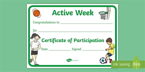 Active Week Certificate nauczyciel wykonał Twinkl