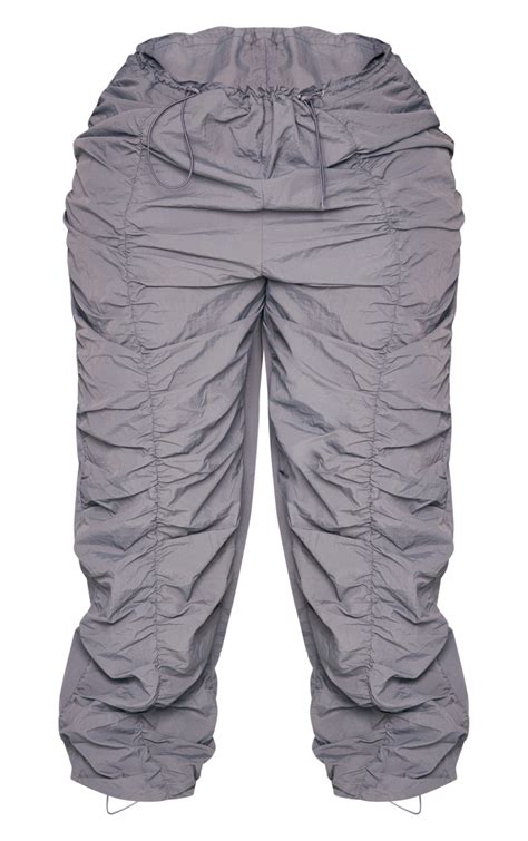 Plus Charcoal Parachute Ruched Cargo Trouser Prettylittlething