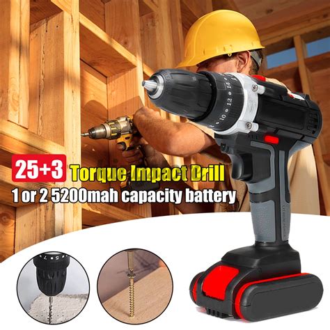 V Rpm Cordless Lithium Electric Impack Drill Gears W