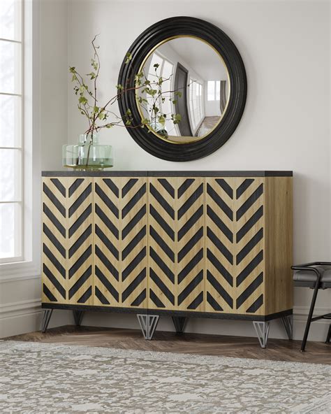 George Oliver Buffet Cabinet With Storage Accent Herringbone Sideboard