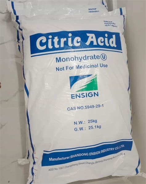 Citric Acid Monohydrate Grade Standard Food Grade Packaging Size 25