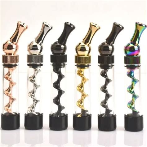 T5 Mini Twisty Glass Blunt Metal Tip Smoking Pipe W Cleaning Brush Colorful Hot Ebay