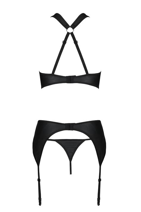 Schwarzes Dessous Set Aus Netz Und Kunstleder Dessous Sets Club