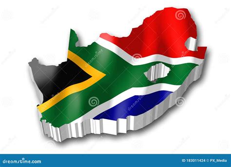 South Africa 3d Country Border Shape And Flag Stock Illustration