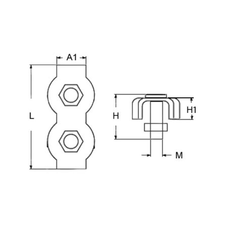 Serre câble plat double en acier zingué diamètre 2 à 10 mm