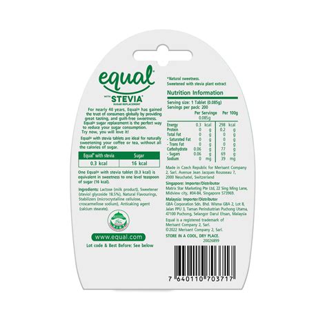 Equal Stevia Sweetener Tablets Equal Malaysia