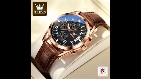 Olevs Black Dial Brown Belt Watch Easy Shopping Zone Bangla