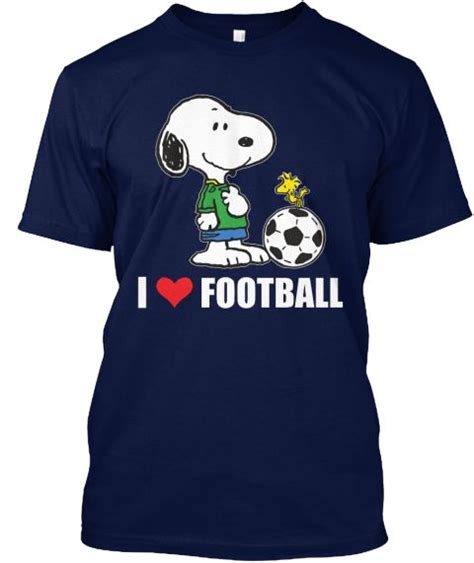 Snoopy Football I Love Football Shirts Navy T Shirt Front Met