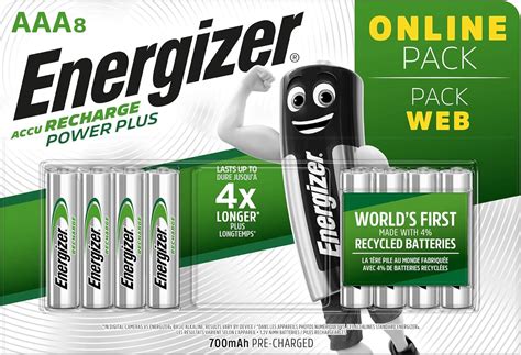 Energizer Aaa Rechargeable Batteries Pack Recharge Power Plus 8 Pack Buy Online At Best