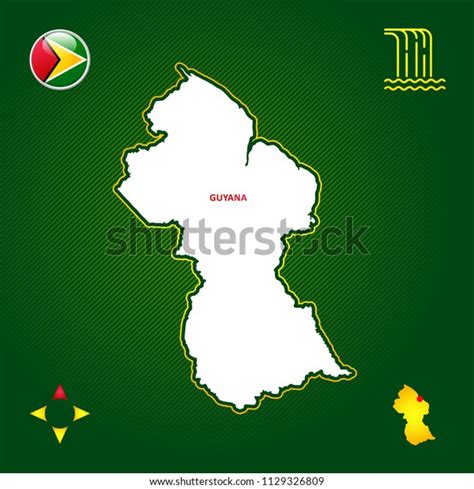 Simple Outline Map Guyana Stock Vector Royalty Free 1129326809