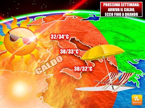 Meteo ESCALATION del CALDO da Lunedì torna la VERA ESTATE a 34C vi