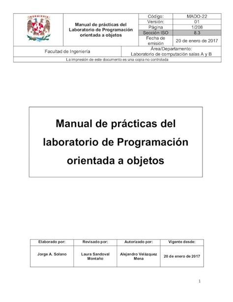 PDF Manual de prácticas del laboratorio de Programación odin fi b