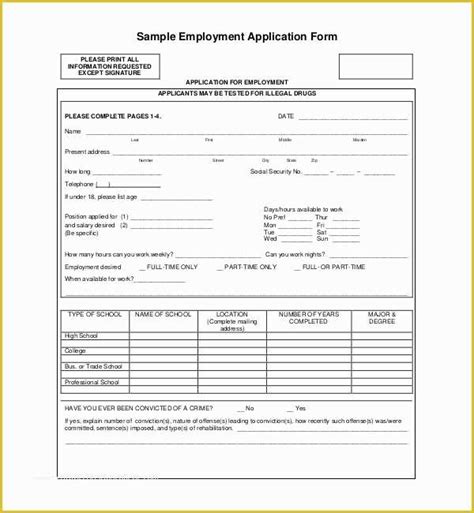 Free Employment Application Template Florida Of Floridaframeandart ... 