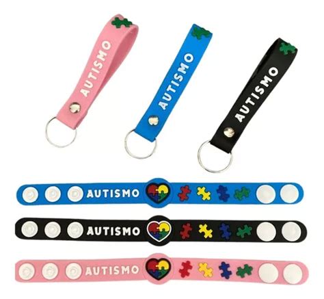 Kit Identifica O De Autismo Chaveiro Pulseira Autista Parcelamento