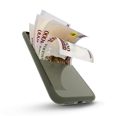 3D Rending Of Nigerian Naira Notes Inside A Mobile Phone Money Coming