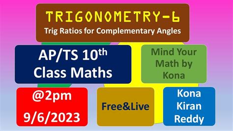 Trig Ratios Of Complementary Angles 10th Class TRIGONOMETRY AP TS