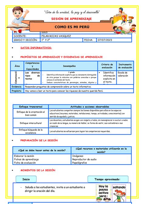 III E6 Sesión D1 COMO ES MI PERÚ SESIÓN DE APRENDIZAJE I 0005