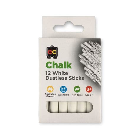 Elite Dustless White Chalk 12 Pk