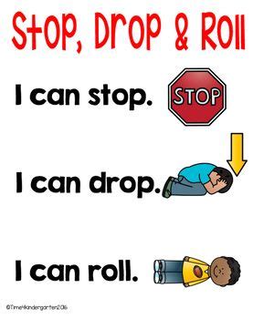 Stop, Drop & Roll Sequence Activity and Poster Freebie | Fire safety ...