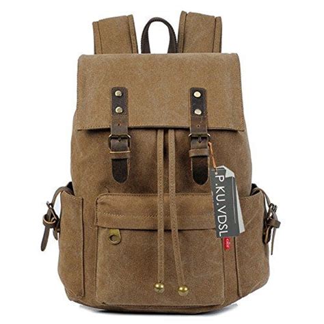 Canvas Backpack P KU VDSL AUGUR SERIES Vintage Canvas Leather Rucksack