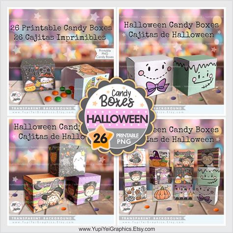 Halloween Candy Boxes, Halloween Candy Boxes PNG, Printable Gift Boxes, Halloween Boxes ...