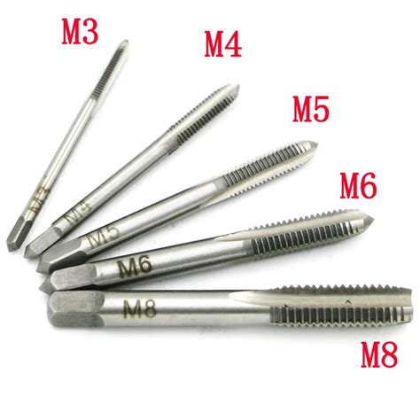 5pcs 3mm 8mm Hand Screw Thread Metric Plug Tap Drill M3 M4 M5 M6 M8