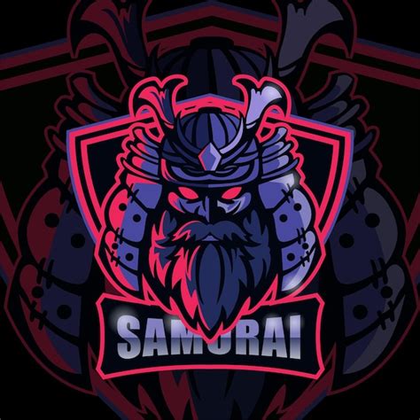 Diseño de logotipo de mascota de cabeza de samurái barbudo para esport